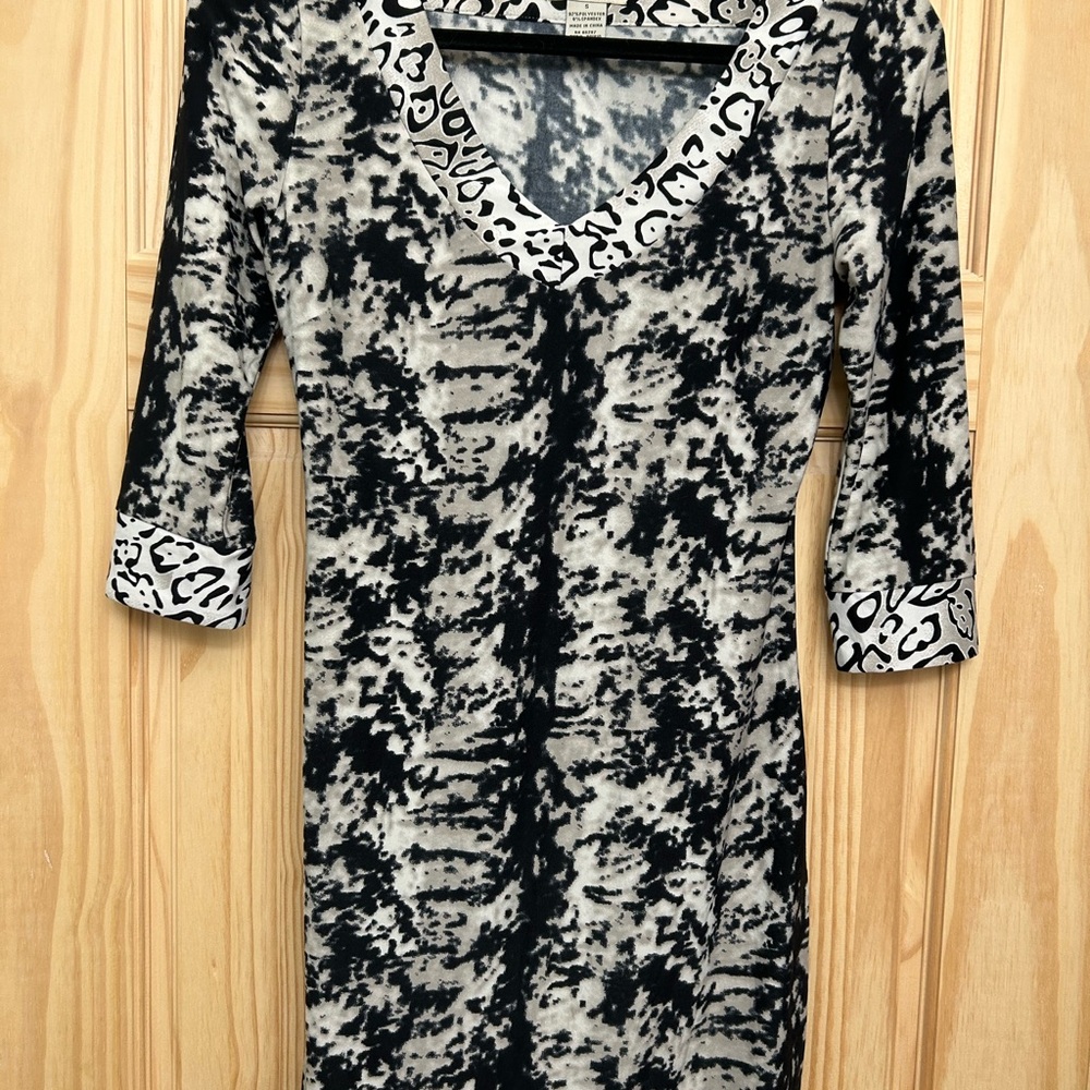 Vertigo Paris Monochrome Animal Print Dress